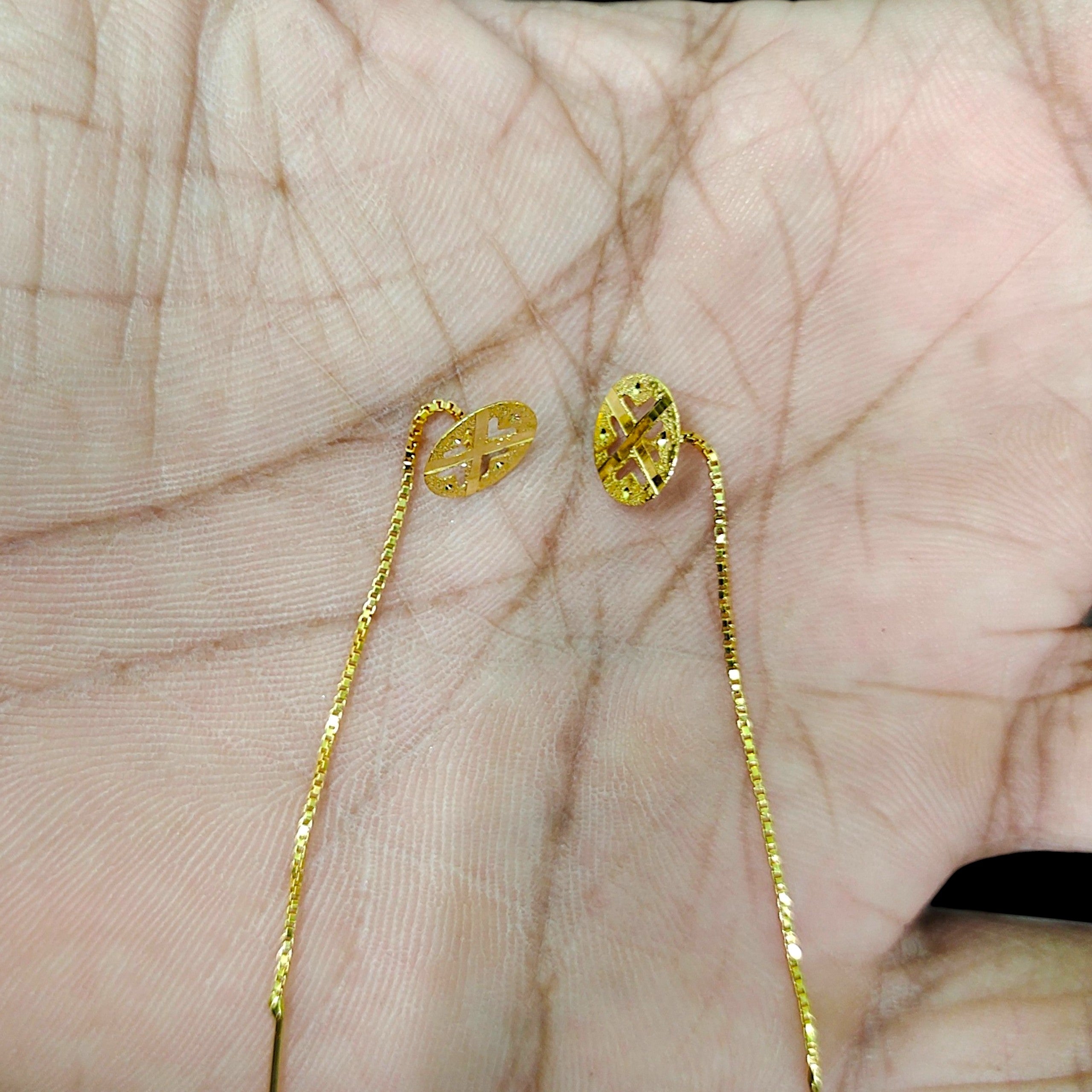 GOLD SUIDHAGA- (WGT: 0.690 GM APPROX) BIS CERTIFIED HUID HALLMARK 9KT GOLD SUIDHAGA EARRINGS (1 PAIR) FOR WOMEN.