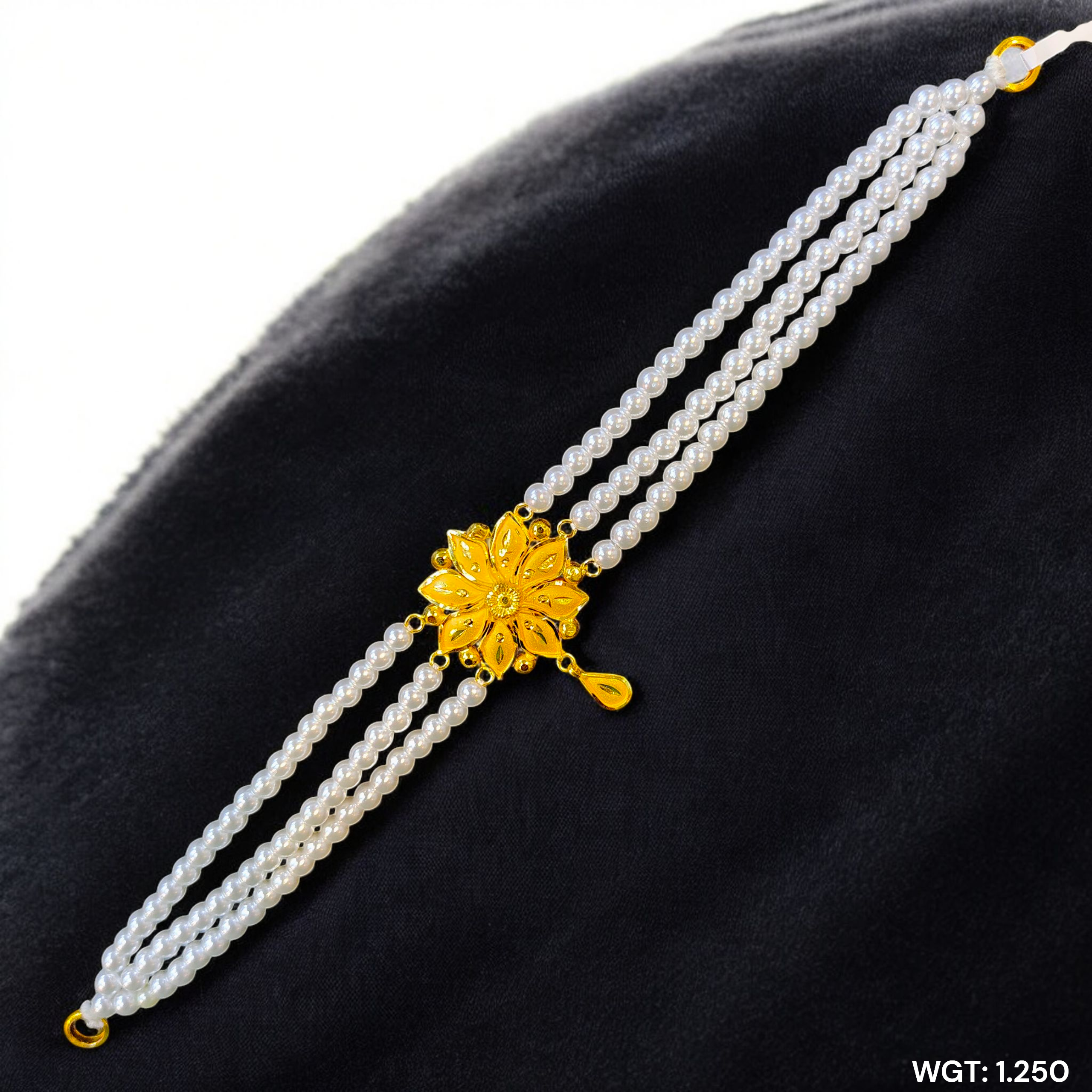 (GMC) CERTIFIED BIS HUID HALLMARK 916 22KT GOLD MOTI CHOKER 1 PIECE (WGT: 1.250 GM) WITH ADJUSTABLE TASSEL FOR GIFT IN MARRIAGE.