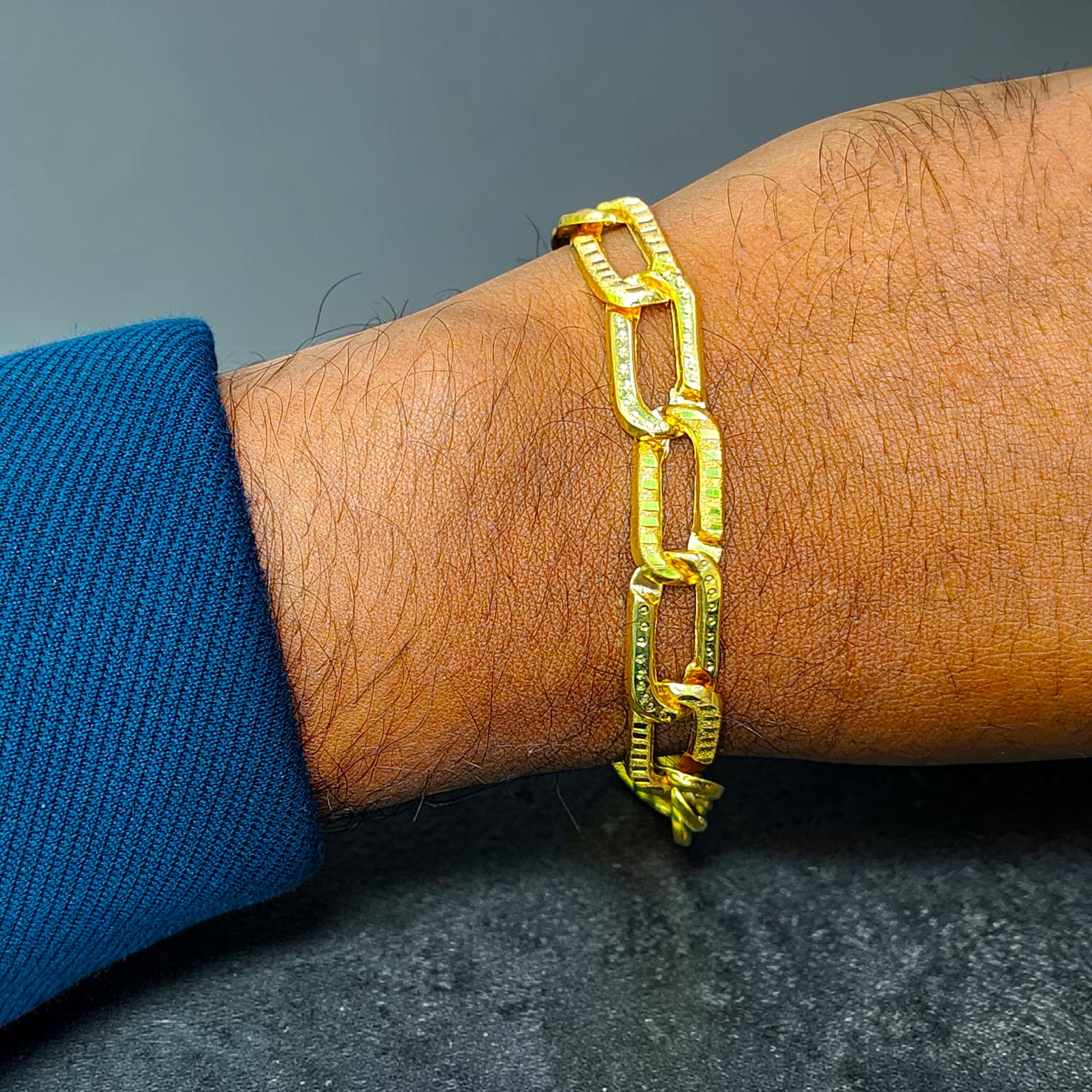 GOLD WRISTLET- 7.5" (WGT: 3.720 GM APPROX) BIS CERTIFIED HUID HALLMARK 375 9KT GOLD WRISTLET FOR GENTS.