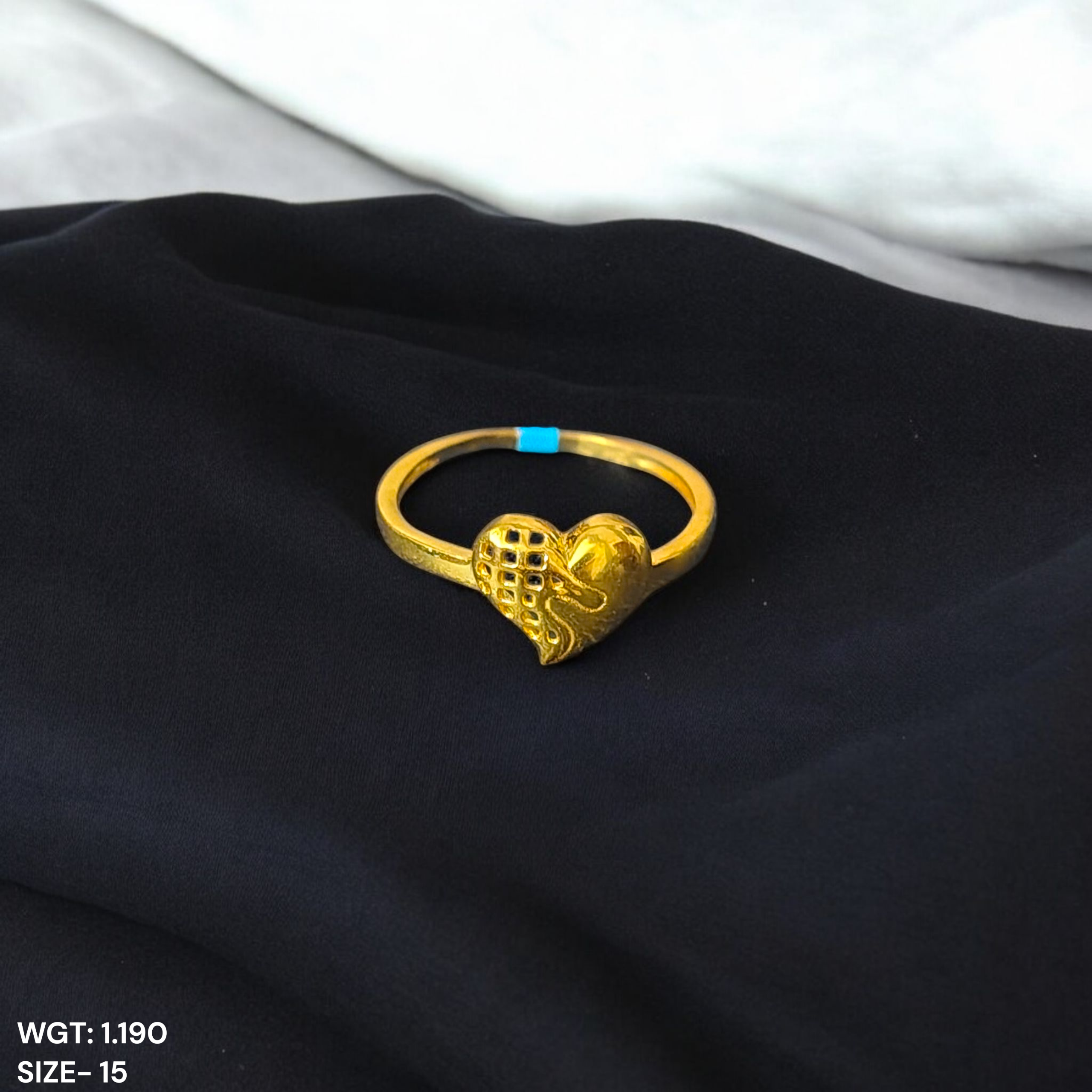(GLFR9) TRJ (SIZE: 15) WGT: 1.190 GM APPROX BIS CERTIFIED HUID HALLMARK 9KT GOLD FINGER RING FOR WOMEN 1 PIECE FOR REGULAR USE.