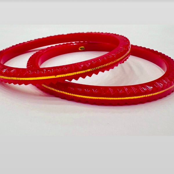 (FVP) TRJ COOKRY RED HALLMARK 22KT GOLD LAMINATION POLA BANGLES VIRAL POLA APP. WGT: 0.150 GM WITH PURITY CARD (FUTURE EXCHANGE VALUE  RS 800) WITH ANY JEWELLERY FOR LIFETIME.