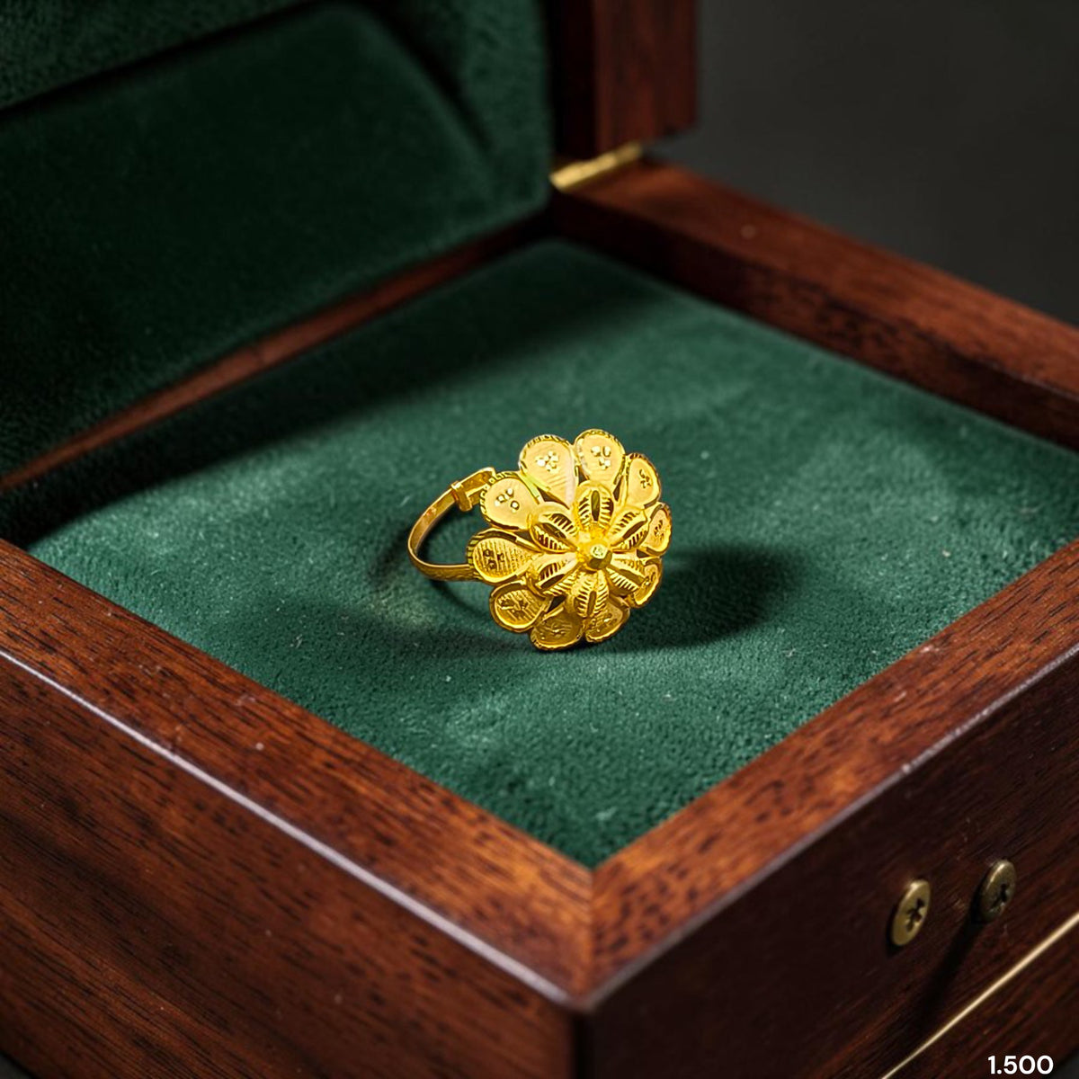 LADIES RING (287UNR)-(SIZE: ADJUSTABLE ) WGT: 1.500 GM APPROX BIS CERTIFIED HUID HALLMARK 375 9KT GOLD RING FOR WOMEN 1 PIECE.