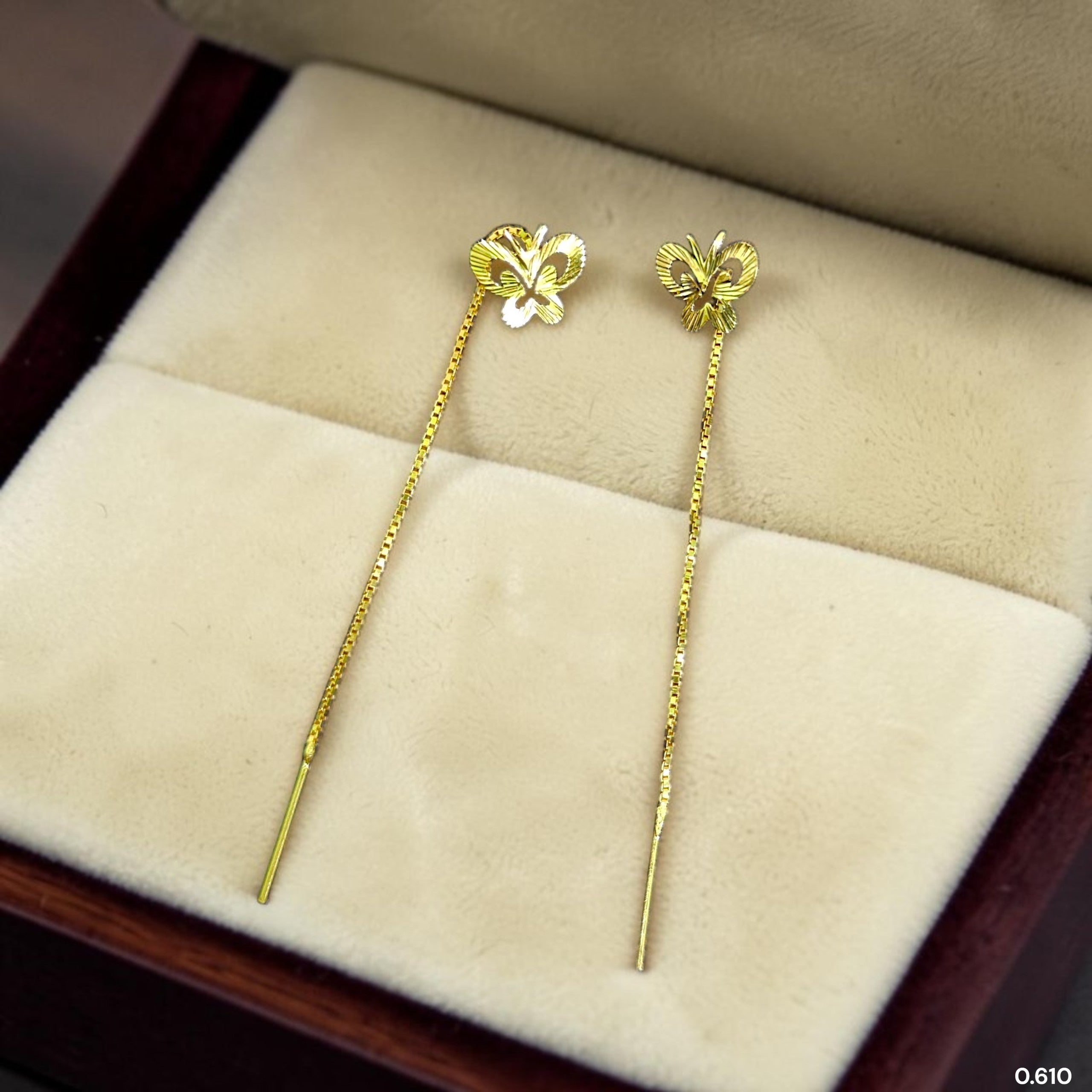 GOLD SUIDHAGA- (WGT: 0.610 GM APPROX) BIS CERTIFIED HUID HALLMARK 9KT GOLD SUIDHAGA EARRINGS (1 PAIR) FOR WOMEN.