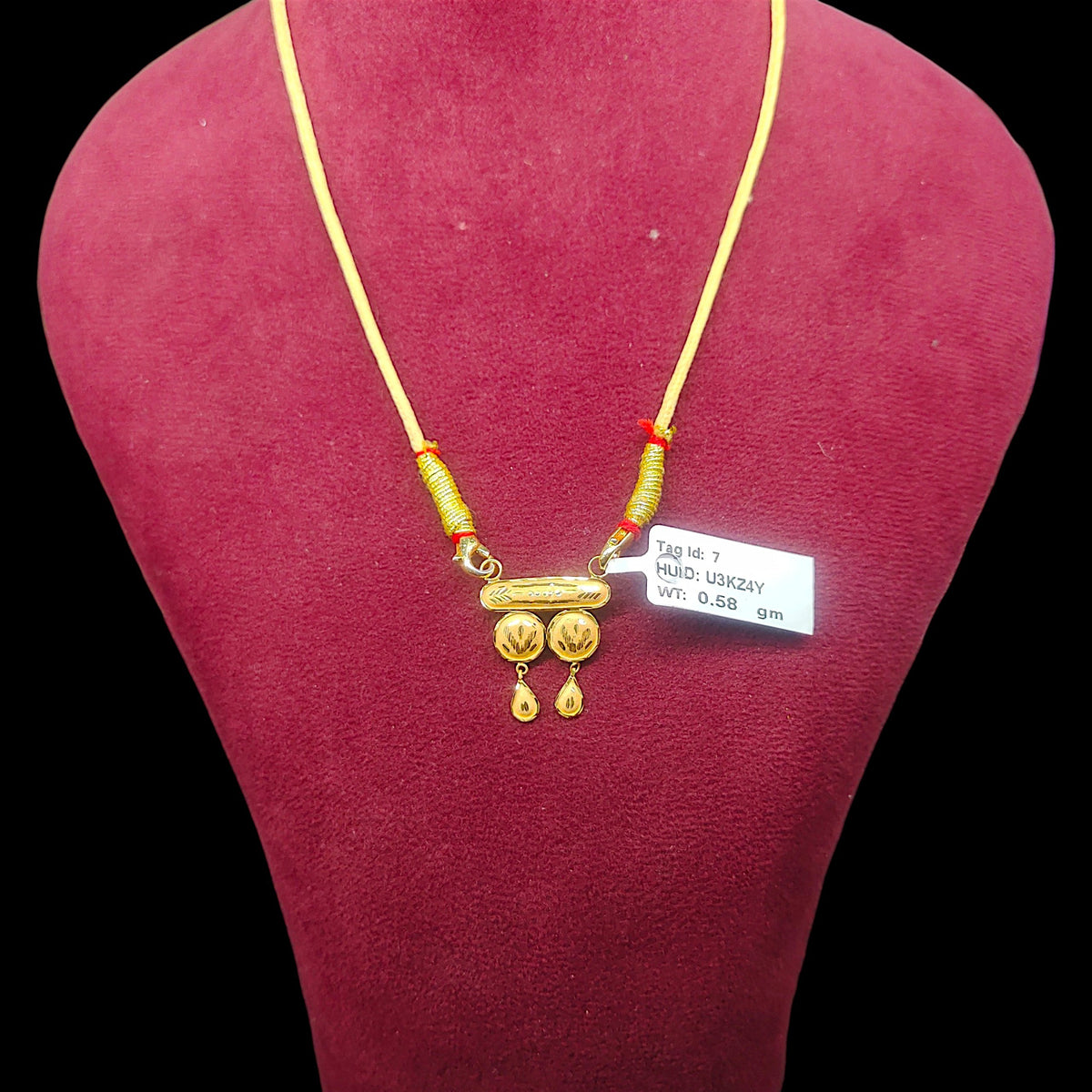 GPM22K- (WGT: 0.580 GM APPROX) BIS CERTIFIED HUID HALLMARK 22KT GOLD PENDANT MANGALSUTRA 1 PIECE WITH TASSEL. (U3KZ4Y)
