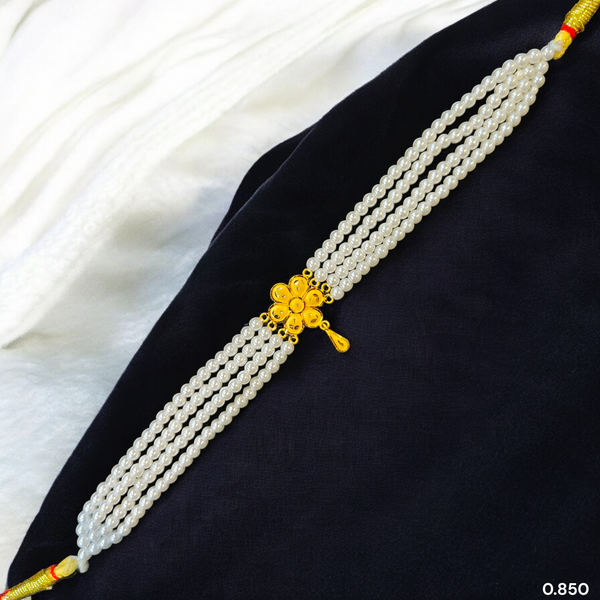 PEARL CHOKER- CERTIFIED BIS HUID HALLMARK 916 22KT GOLD MOTI CHOKER 1 PIECE (WGT: 0.850 GM) WITH ADJUSTABLE TASSEL FOR GIFT IN MARRIAGE.