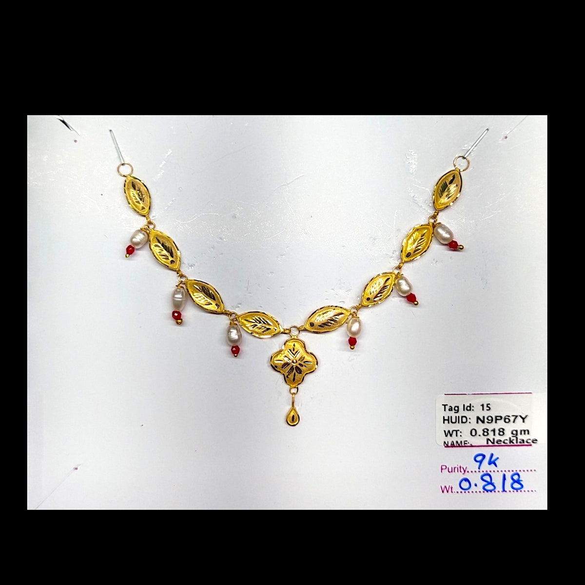 GOLD NECKLACE-(WGT: 0.818 GM APPROX) BIS CERTIFIED HUID HALLMARK 375 9KT GOLD NECKLACE 1 PIECE FOR WOMEN WITH FREE ADJUSTABLE TASSEL. (N9P67Y)