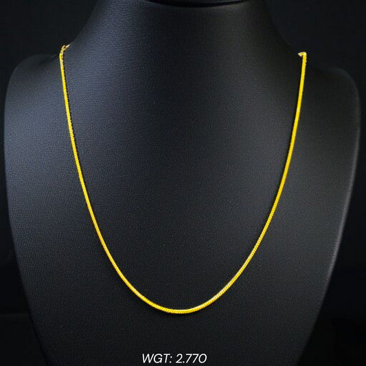 GCH- (V DESIGN) BIS CERTIFIED TRJ WGT: 2.770 GM APPROX HUID HALLMARK 22KT GOLD CHAIN (16 INCH) 1 PIECE FOR BABY.