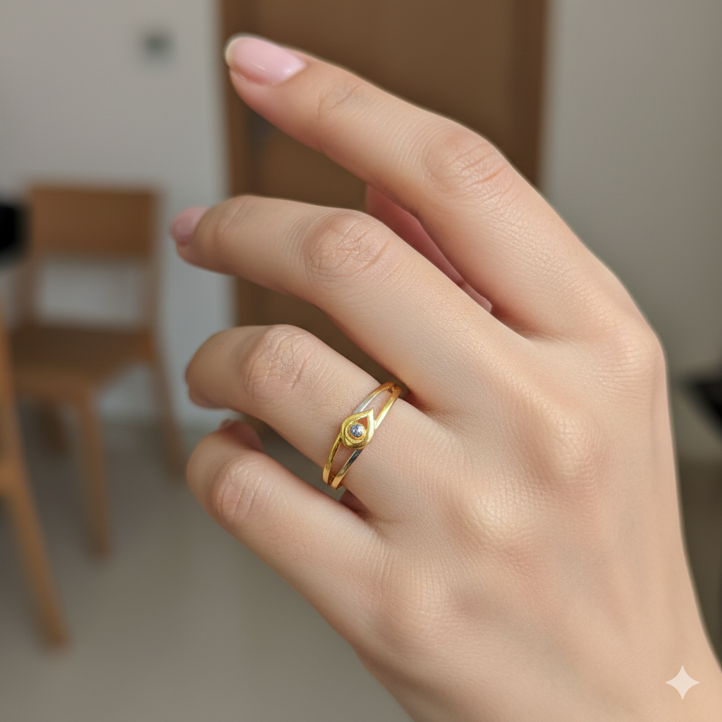 LADIES RING- TRJ (SIZE: 13) WGT: 0.770 GM APPROX BIS CERTIFIED HUID HALLMARK 9KT GOLD FINGER RING FOR WOMEN 1 PIECE.