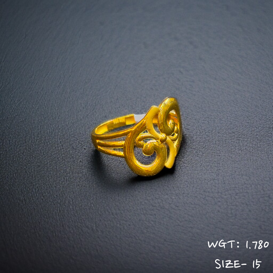 TRJ (SIZE: 15) WGT: 1.780 GM APPROX 22KT HUID HALLMARK GOLD RING FOR WOMEN 1 PIECE.