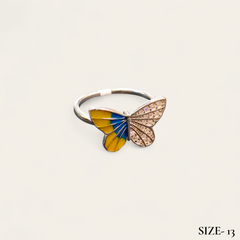 RAJLAXMI HALLMARK 925 SILVER FINGER BUTTERFLY MINAKARI DESIGN RING 1 PIECE FOR WOMEN FOR REGULAR USE - BEST FOR GIFTING (SOLD ON MRP)