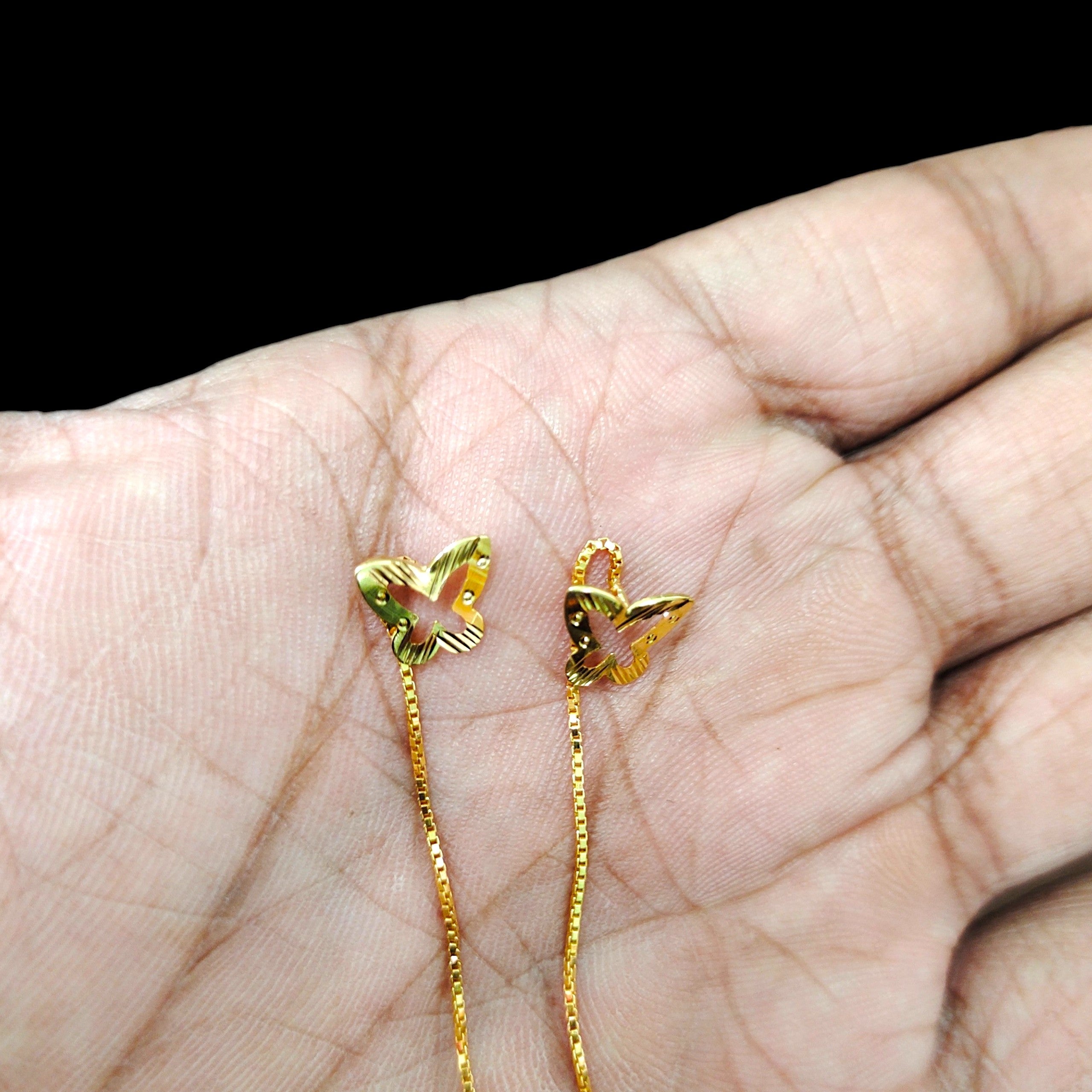 GOLD SUIDHAGA- (WGT: 0.630 GM APPROX) BIS CERTIFIED HUID HALLMARK 9KT GOLD SUIDHAGA EARRINGS (1 PAIR) FOR WOMEN.