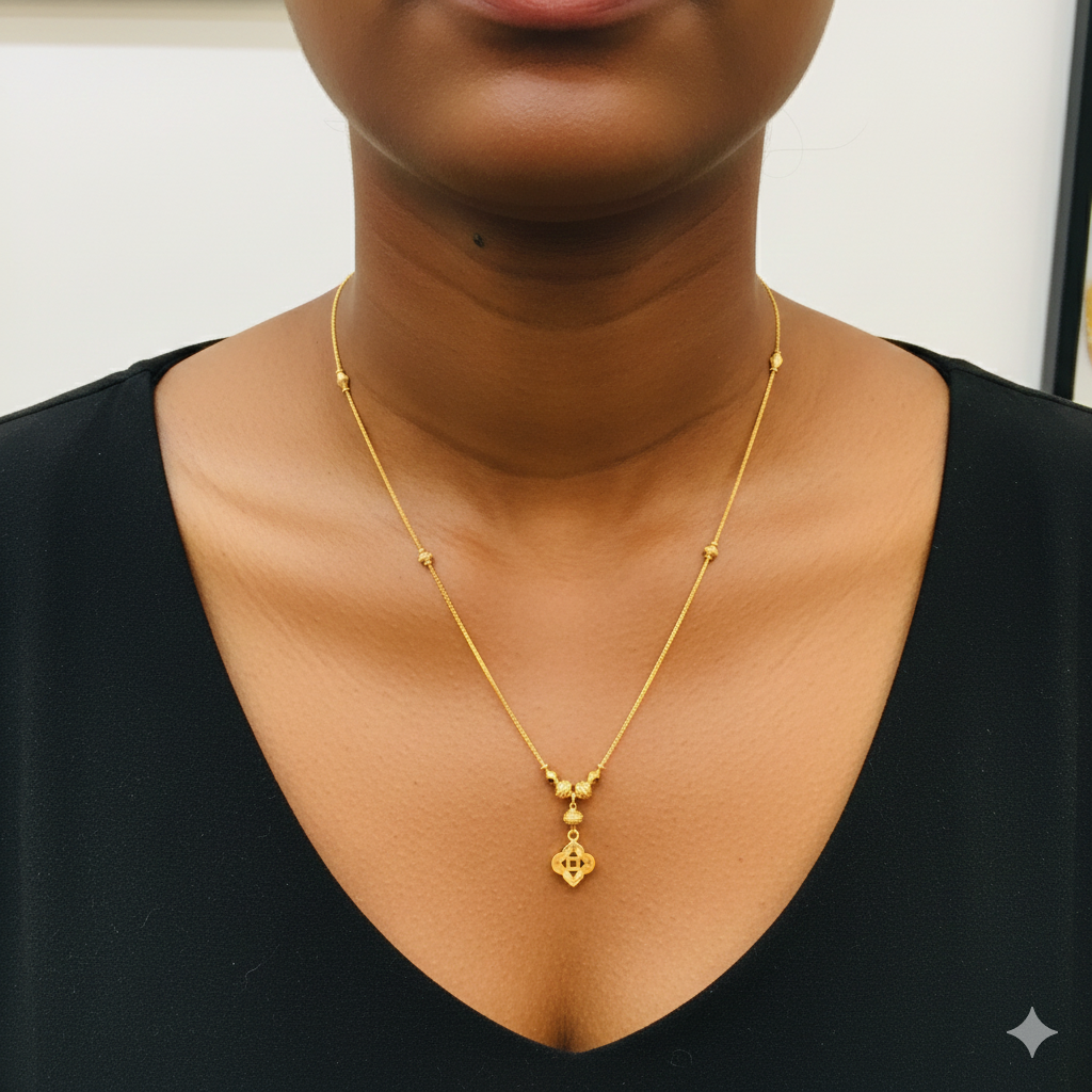 GCH-(WGT: 3.080 GM APPROX) BIS CERTIFIED HUID HALLMARK 9KT GOLD CHAIN WITH PENDANT (17 INCH) 1 PIECE FOR WOMEN.