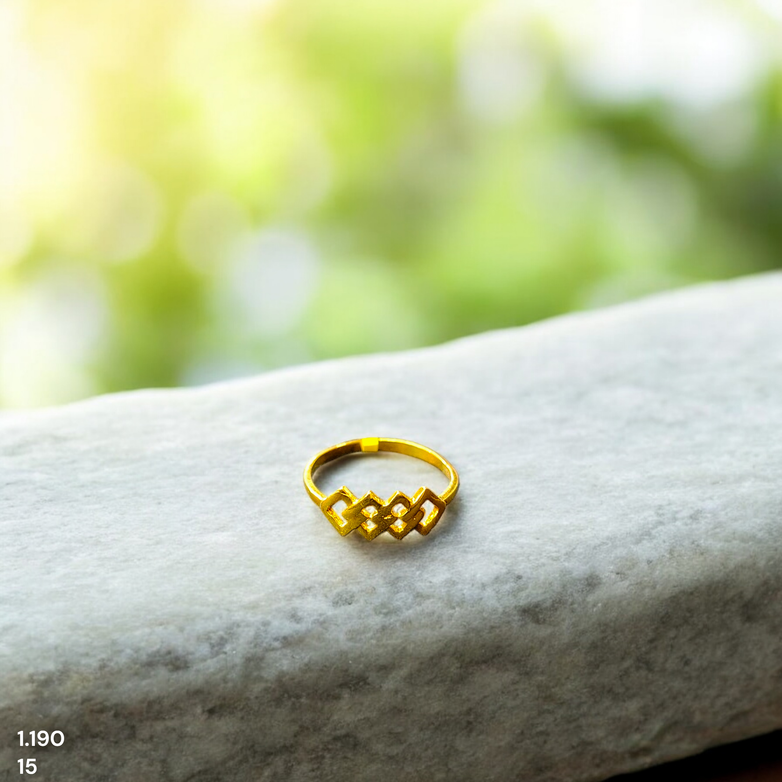 LADIES RING- TRJ (SIZE:15) WGT: 1.190 GM APPROX BIS CERTIFIED HUID HALLMARK 9KT GOLD FINGER RING FOR WOMEN 1 PIECE.