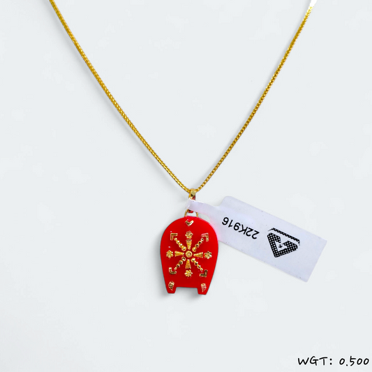 CERTIFIED BIS HUID HALLMARK 916 22KT GOLD POLA PENDANT LOCKET (WGT: 0.500 GM APPROX) 1 PIECE WITH ADJUSTABLE TASSEL (CHAIN NOT INCLUDED)