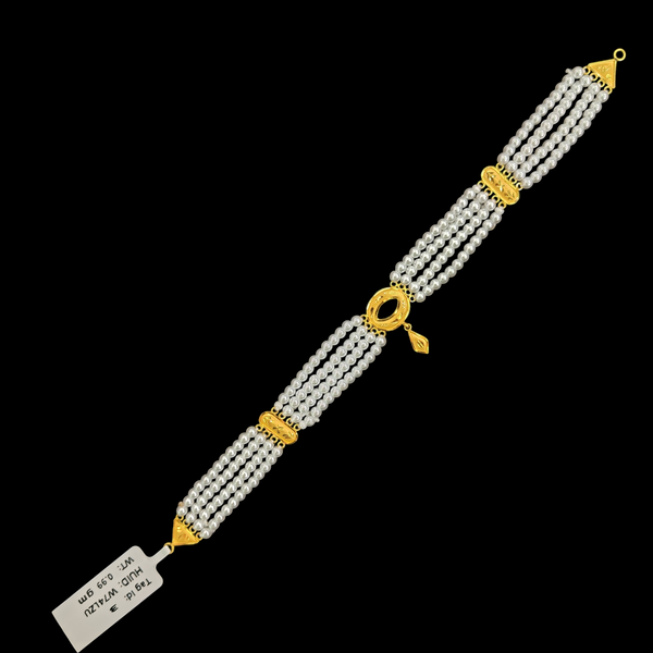 PEARL CHOKER- CERTIFIED BIS HUID HALLMARK 916 22KT GOLD MOTI CHOKER 1 PIECE (WGT: 0.990 GM) WITH ADJUSTABLE TASSEL FOR GIFT IN MARRIAGE.