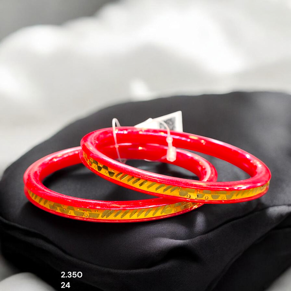 POLA BADHANO- BIS CERTIFIED (SIZE: 24) WGT: 2.350 GM APPROX 22KT HUID HALLMARK GOLD POLA BADHANO BANGLES 1 PAIR DESIGN FOR REGULAR USE.