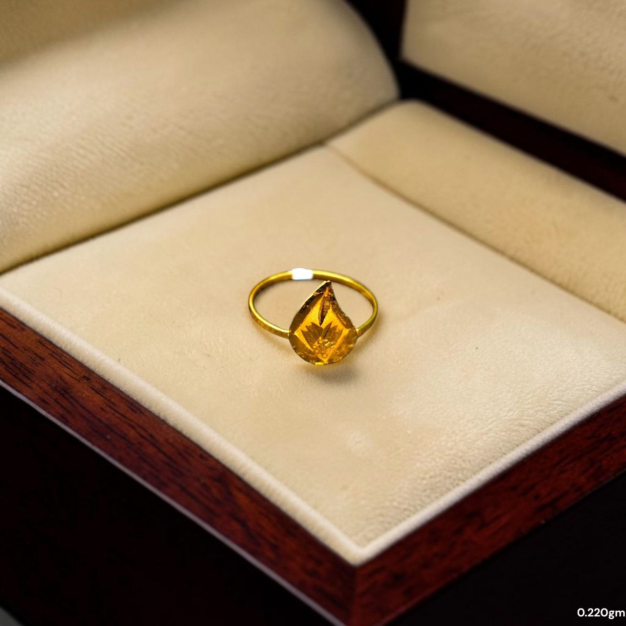 BABY JEWELLERY- TRJ WGT: 0.220 GM APPROX 22KT HUID HALLMARK GOLD BABY FINGER RING 1 PIECE FOR RICE CEREMONY & BIRTHDAY.