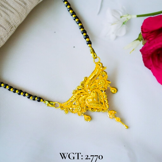 TRJ WGT: 2.770 GM APPROX 22KT HUID HALLMARK GOLD PENDANT MANGALSUTRA 1 PIECE WITH TASSEL.