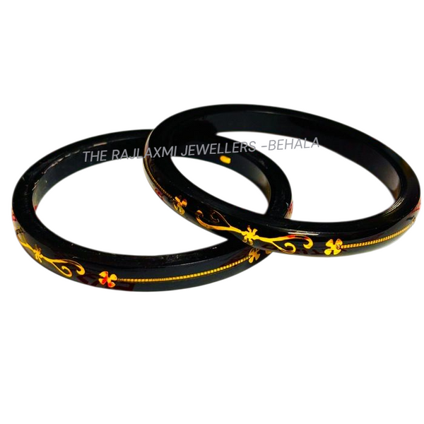 PANTHER BLACK (FACEBOOK VIRAL POLA) GOLDEN DETAILING LAMINATION POLA PATTERN DESIGN 1 PAIR FOR WOMEN - NON EXCHANGEABLE ITEM (GET ANY DESIGN AS PER AVAILABILITY)