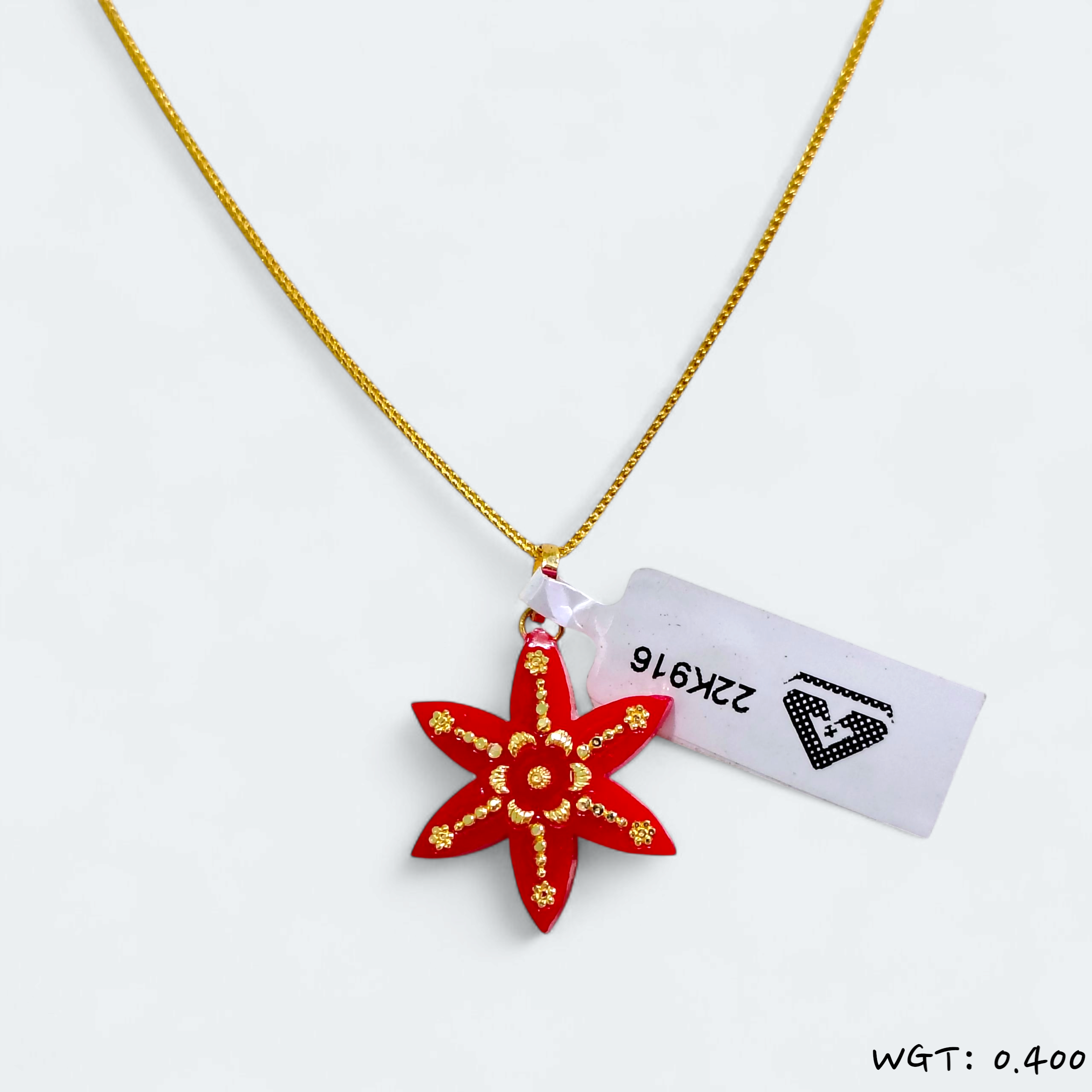 (GPL) CERTIFIED BIS HUID HALLMARK 916 22KT GOLD POLA PENDANT LOCKET (WGT: 0.400 GM APPROX) 1 PIECE WITH ADJUSTABLE TASSEL (CHAIN NOT INCLUDED)