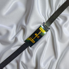 (OMJ) BLACK GLASS LAMINATED HALLMARK GOLD GENZY BRACELET 1 PIECE WGT: 0.050 MG FOR GENTS AND TEENS (FUTURE EXCHANGE VALUE  RS 400) WITH ANY JEWELLERY FOR LIFETIME (GET ANY DESIGN AS PER AVAILABILITY)