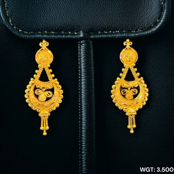 (GER22) BIS CERTIFIED WGT: 3.500 GM APPROX HUID HALLMARK 916 22KT GOLD EARRINGS KANBALA 1 PAIR FOR WOMEN.