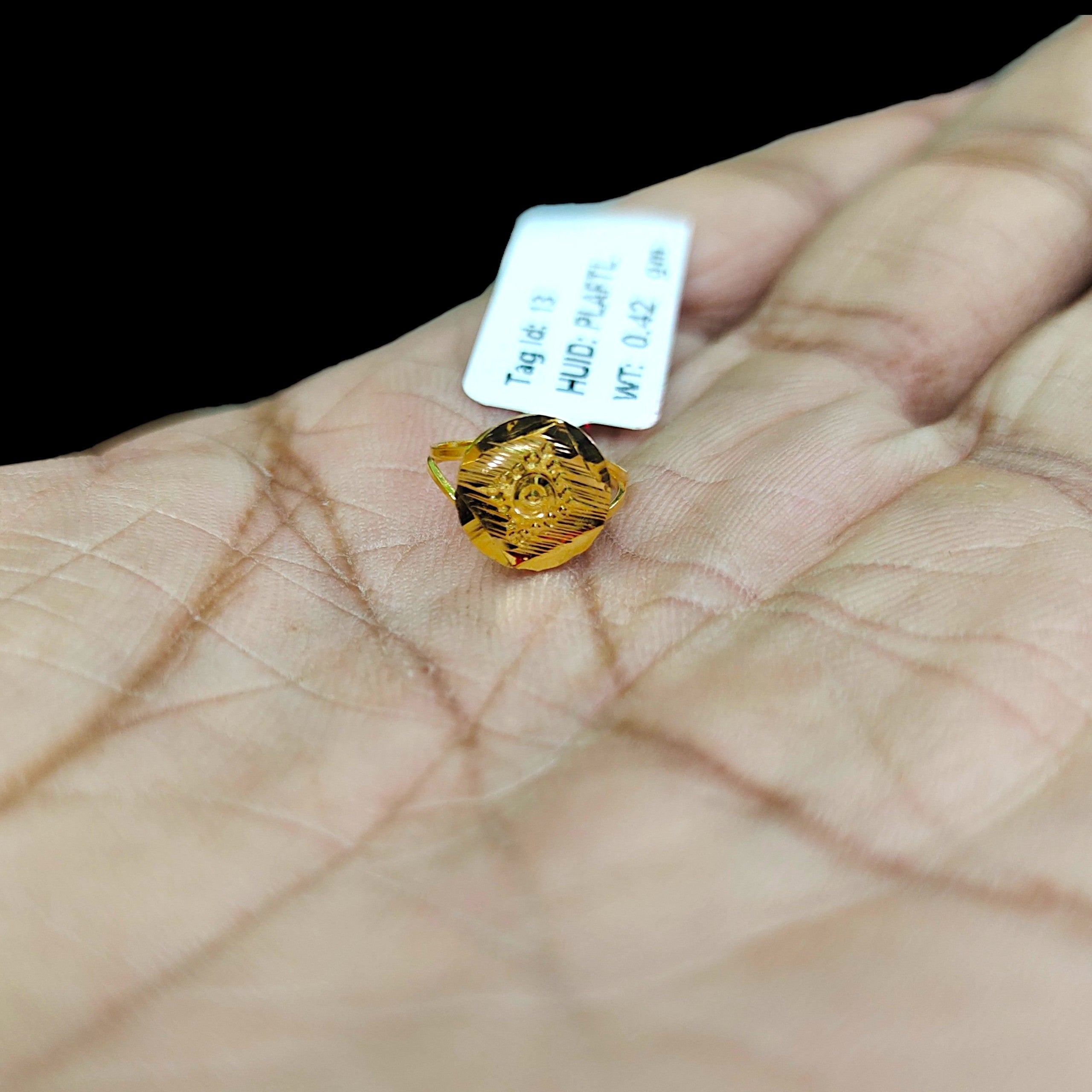 BABY JEWELLERY- TRJ WGT: 0.420 GM APPROX 22KT HUID HALLMARK GOLD BABY FINGER RING 1 PIECE FOR RICE CEREMONY & BIRTHDAY.