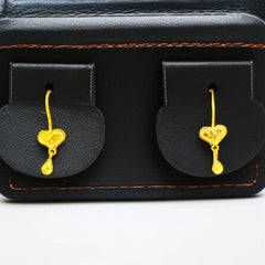(GREAT FREEDOM OFFER) HEART DESIGN (50 TONCH) KDM GOLD EAR TOPS (CEPTIPIN HOOK) FOR TEENAGER 1 PAIR APPROX WGT: 0.350GM.