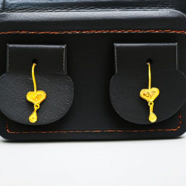 (GREAT FREEDOM OFFER) HEART DESIGN (50 TONCH) KDM GOLD EAR TOPS (CEPTIPIN HOOK) FOR TEENAGER 1 PAIR APPROX WGT: 0.350GM.