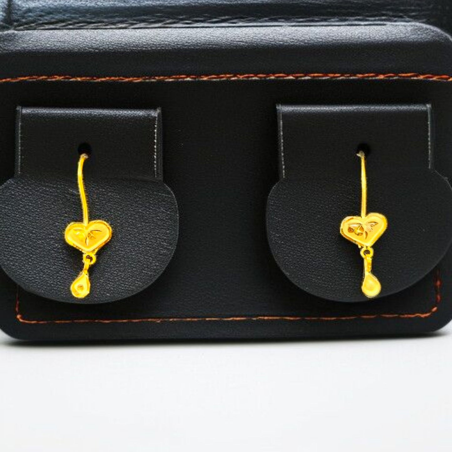 (GTPKD) HEART DESIGN (50 TONCH) KDM GOLD EAR TOPS (CEPTIPIN HOOK) FOR TEENAGER 1 PAIR APPROX WGT: 0.350GM.