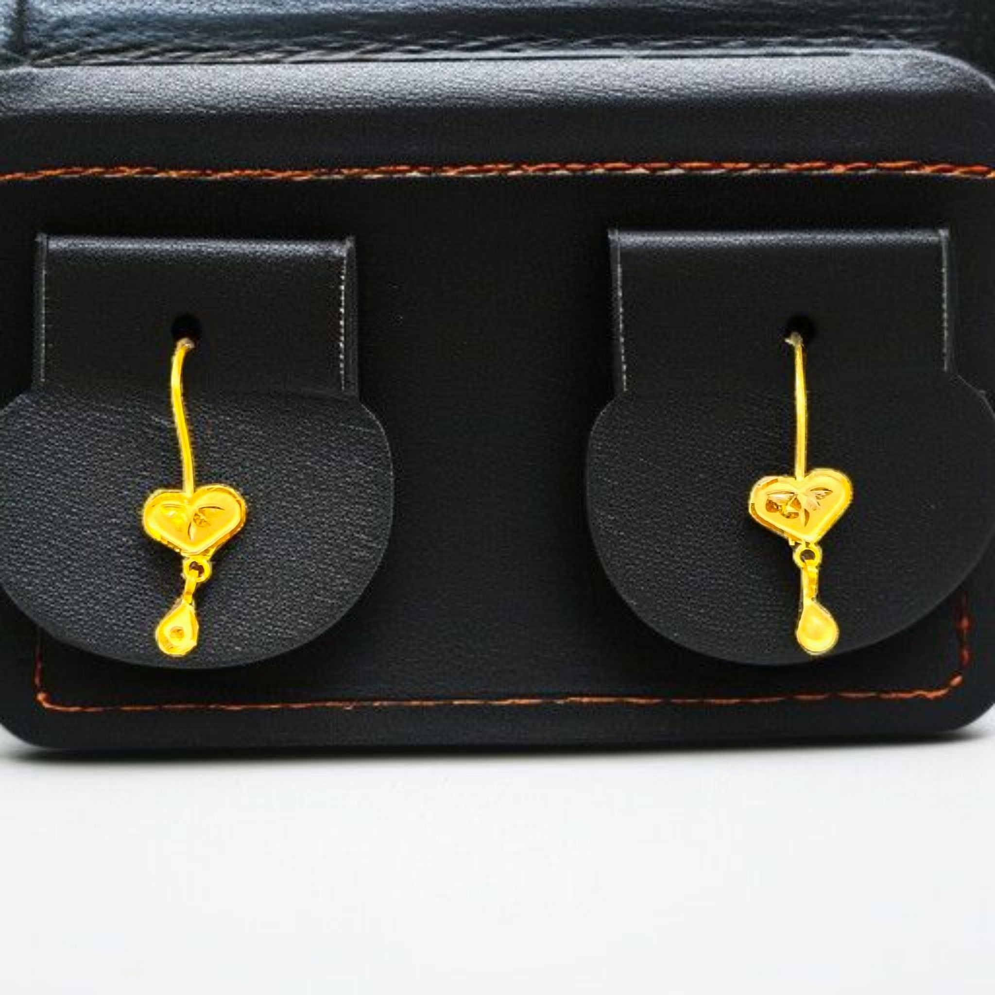 (GSE50) HEART DESIGN (50 TONCH) KDM GOLD EAR TOPS (CEPTIPIN HOOK) FOR TEENAGER 1 PAIR APPROX WGT: 0.350GM.