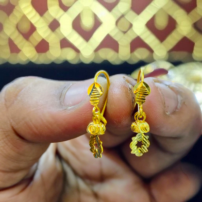 (GER22) BIS CERTIFIED WGT: 1.570 GM APPROX HUID HALLMARK 916 22KT GOLD SAFETIPIN EARRINGS 1 PAIR FOR WOMEN.