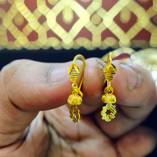 (GER22) BIS CERTIFIED WGT: 1.570 GM APPROX HUID HALLMARK 916 22KT GOLD SAFETIPIN EARRINGS 1 PAIR FOR WOMEN.