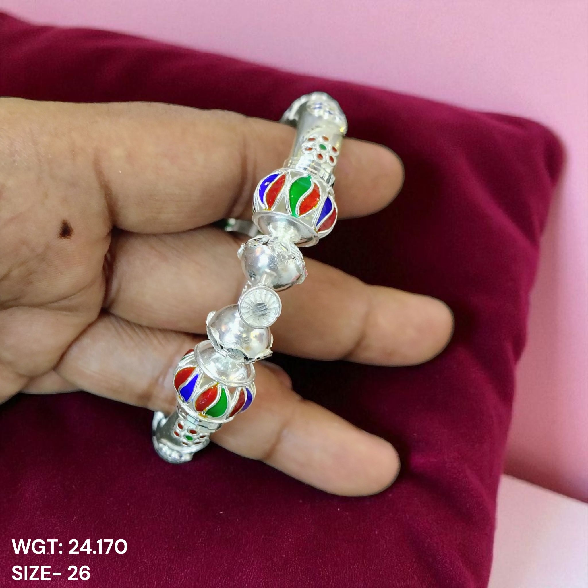 (SBA) RAJLAXMI (SIZE 26 KHILEN) CERTIFIED BIS HALLMARK 925 SILVER BALA (MANIPUR DESIGN) APPROX WGT: 24.170 GM (1 PIECE) FOR REGULAR USE FOR WOMEN.
