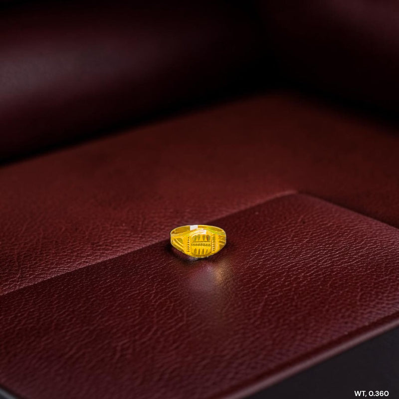 BABY JEWELLERY- TRJ WGT: 0.360 GM APPROX 375 9KT HUID HALLMARK GOLD BABY FINGER RING 1 PIECE FOR RICE CEREMONY & BIRTHDAY.