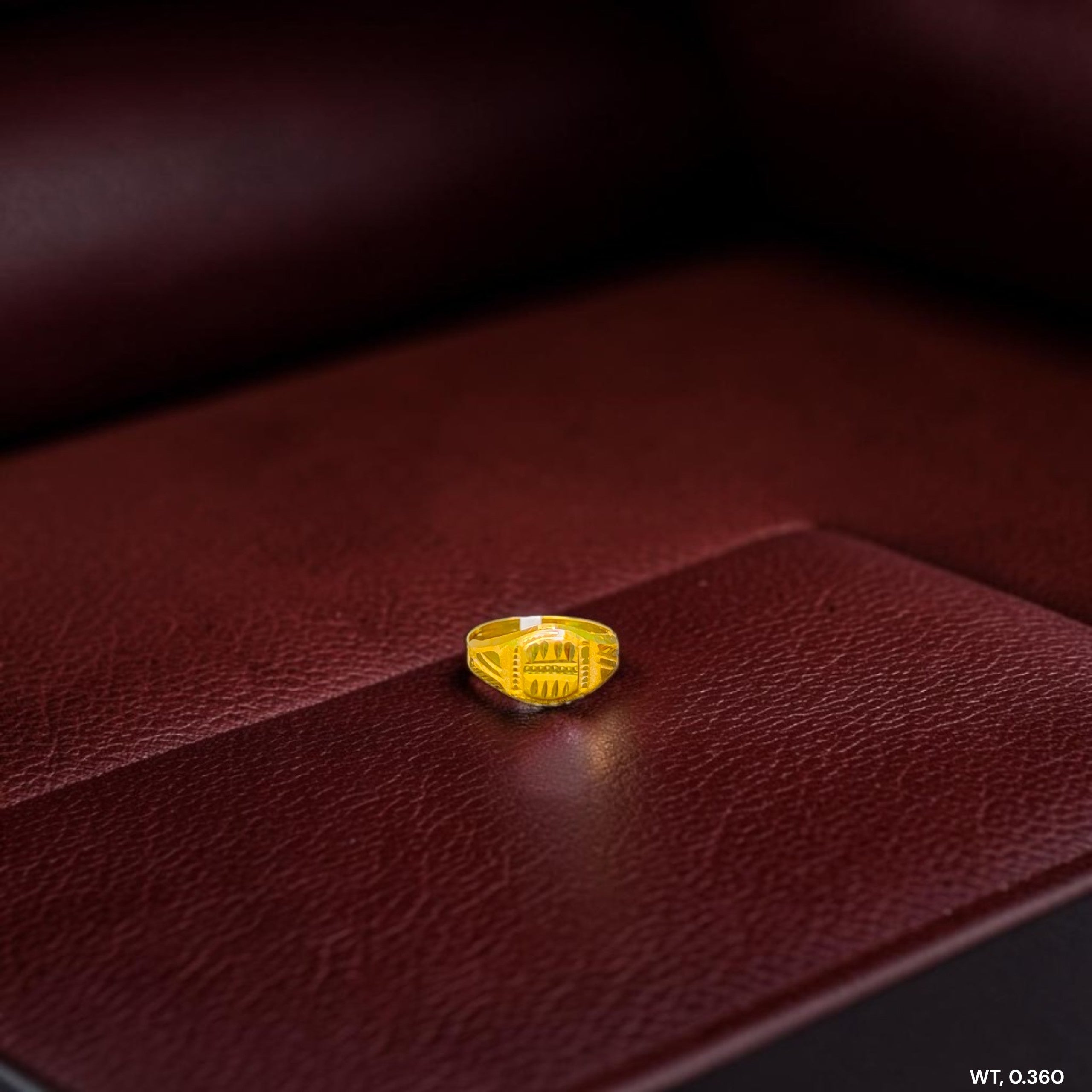 BABY JEWELLERY- TRJ WGT: 0.360 GM APPROX 375 9KT HUID HALLMARK GOLD BABY FINGER RING 1 PIECE FOR RICE CEREMONY & BIRTHDAY.