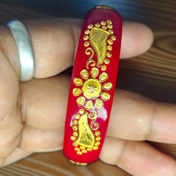 TRJ (SIZE: 24) WGT: 1.470 GM APPROX 22KT HUID HALLMARK GOLD BRACELET POLA BANGLES 1 PIECE (HALF BODY WORK).