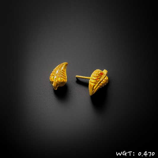 RAJLAXMI WGT: 0.470 GM APPROX HUID HALLMARK 916 22KT GOLD EAR TOPS STUD 1 PAIR FOR REGULAR USE.