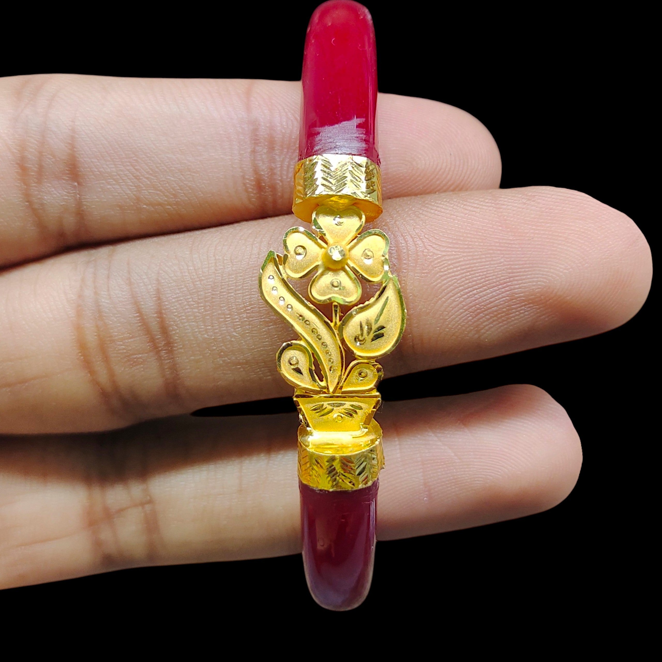 GPB22K- (SIZE-25) WGT: 1.730 GM APPROX BIS CERTIFIED HUID HALLMARK 916 22KT GOLD POLA BADHANO 1 PAIR FOR WOMEN.(J6EI7M)