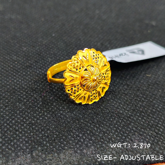 TRJ (SIZE: ADJUSTABLE) WGT: 2.870 GM APPROX 22KT HUID HALLMARK GOLD RING FOR WOMEN 1 PIECE.