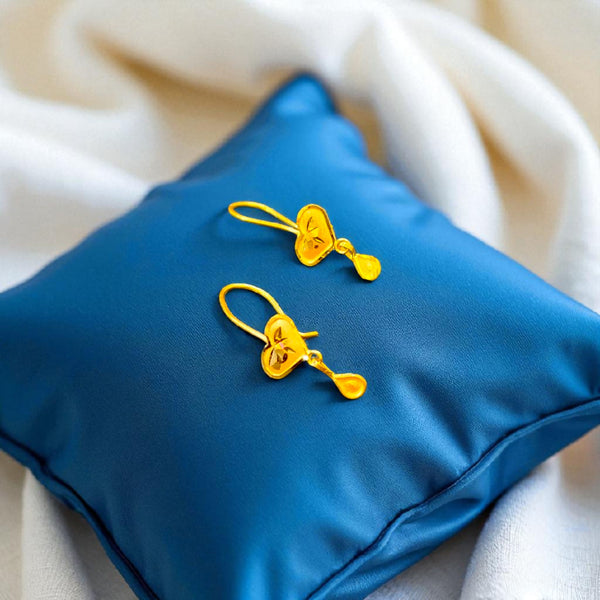 (GREAT FREEDOM OFFER) HEART DESIGN (50 TONCH) KDM GOLD EAR TOPS (CEPTIPIN HOOK) FOR TEENAGER 1 PAIR APPROX WGT: 0.350GM.