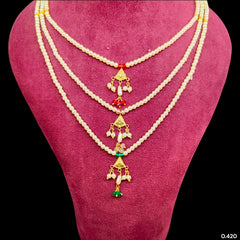 (GMH)- (WGT: 0.420 GM APPROX) BIS CERTIFIED HUID HALLMARK 9KT GOLD MOTI SITAHAR NECKLACE 1 PIECE WITH ADJUSTABLE TASSEL.(JEP1CI)