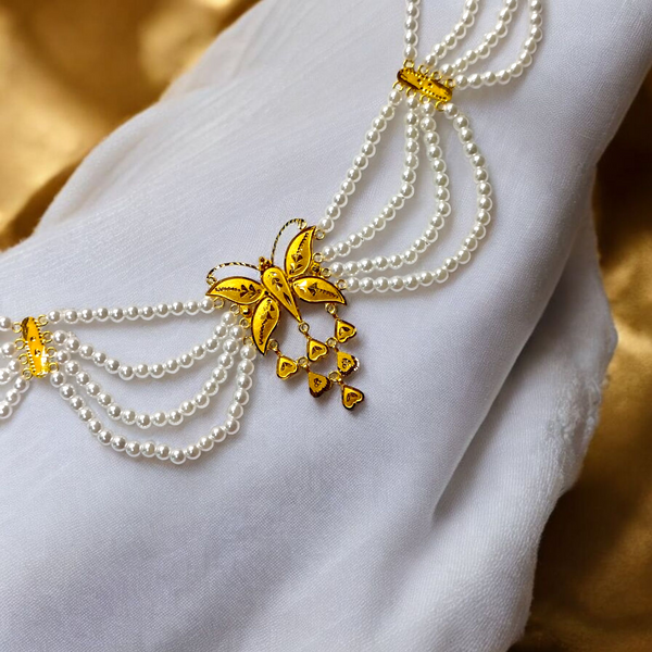 RAJLAXMI WGT: 2.460 GM APPROX HUID HALLMARK 22KT GOLD MOTI NECKLACE 1 PIECE WITH ADJUSTABLE TASSEL.