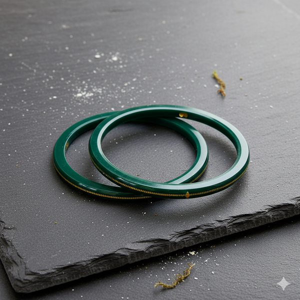 TRJ GREEN HUID HALLMARK 22KT GOLD LAMINATION POLA BADHANO BANGLES FACEBOOK VIRAL POLA 1 PAIR APPROX. WGT: 0.150 GM (FUTURE EXCHANGE VALUE 40% OF PRODUCT PRICE IN BILL WITH ANY JEWELLERY).