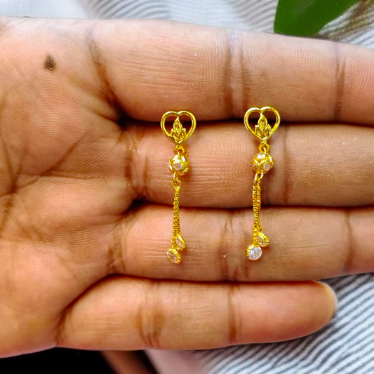 (GER22) BIS CERTIFIED WGT: 1.800 GM APPROX HUID HALLMARK 916 22KT GOLD EARRINGS KANBALA 1 PAIR FOR WOMEN.
