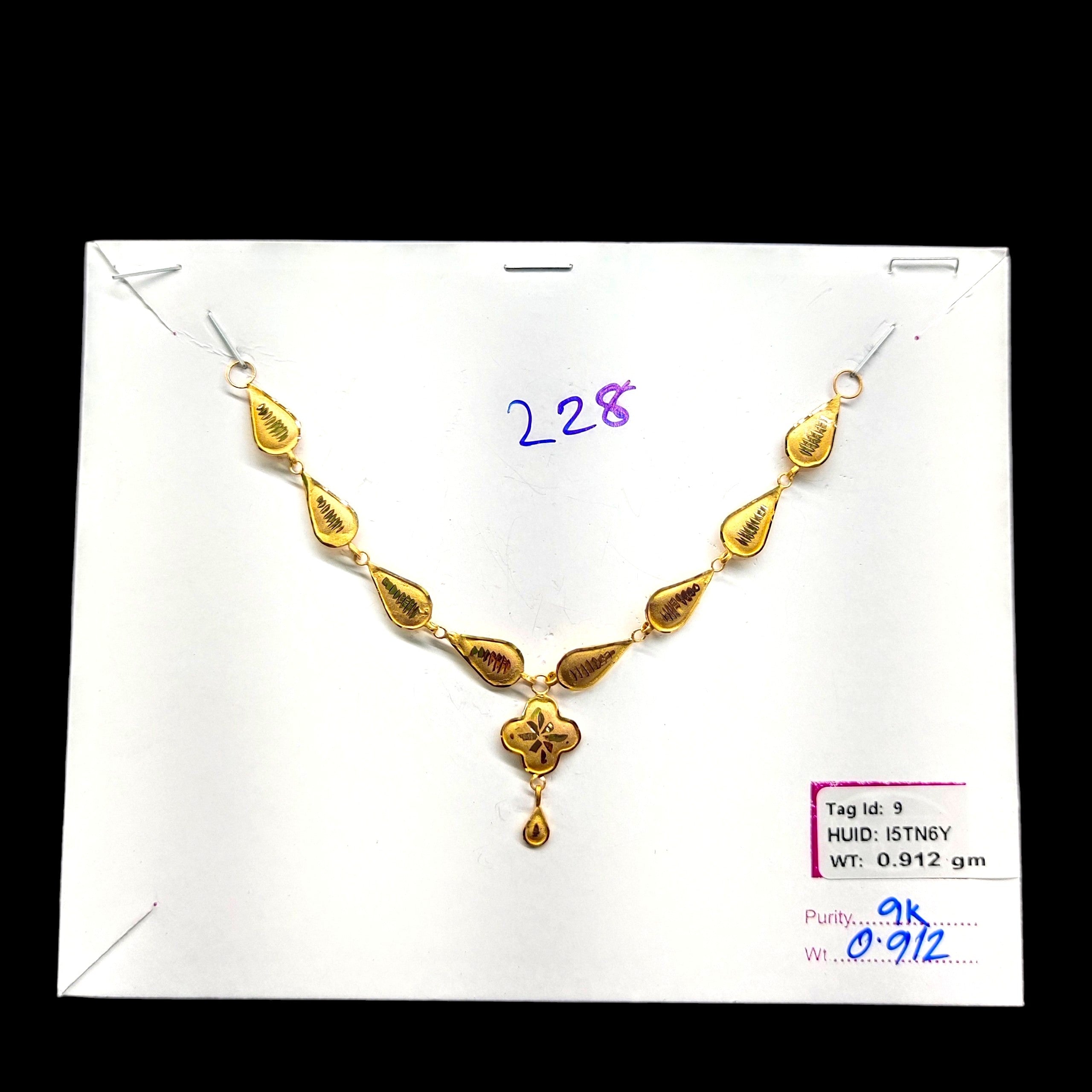 GOLD CHOKER NECKLACE-(WGT: 0.912 GM APPROX) BIS CERTIFIED HUID HALLMARK 9KT GOLD NECKLACE 1 PIECE FOR WOMEN.