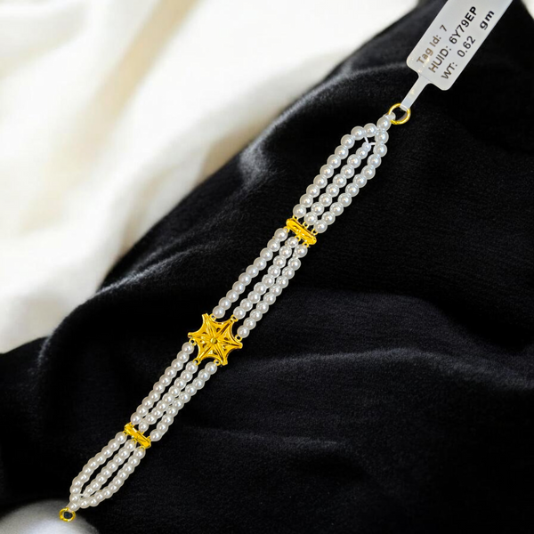 PEARL CHOKER- CERTIFIED BIS HUID HALLMARK 916 22KT GOLD MOTI CHOKER 1 PIECE (WGT:0.620 GM) WITH ADJUSTABLE TASSEL FOR GIFT IN MARRIAGE.