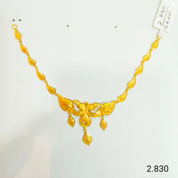 BIS CERTIFIED WGT: 2.830 GM APPROX HUID HALLMARK 22KT 916 GOLD NECKLACE CHOKER 1 PIECE FOR WOMEN.