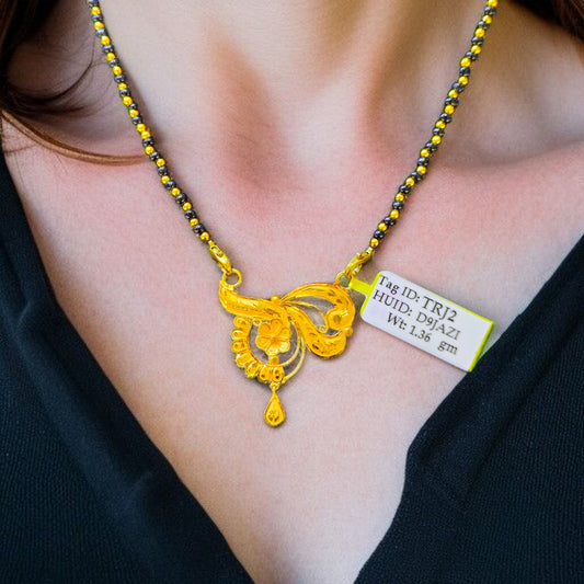 TRJ WGT: 1.360 GM APPROX 22KT HUID HALLMARK GOLD PENDANT MANGALSUTRA 1 PIECE WITH TASSEL.
