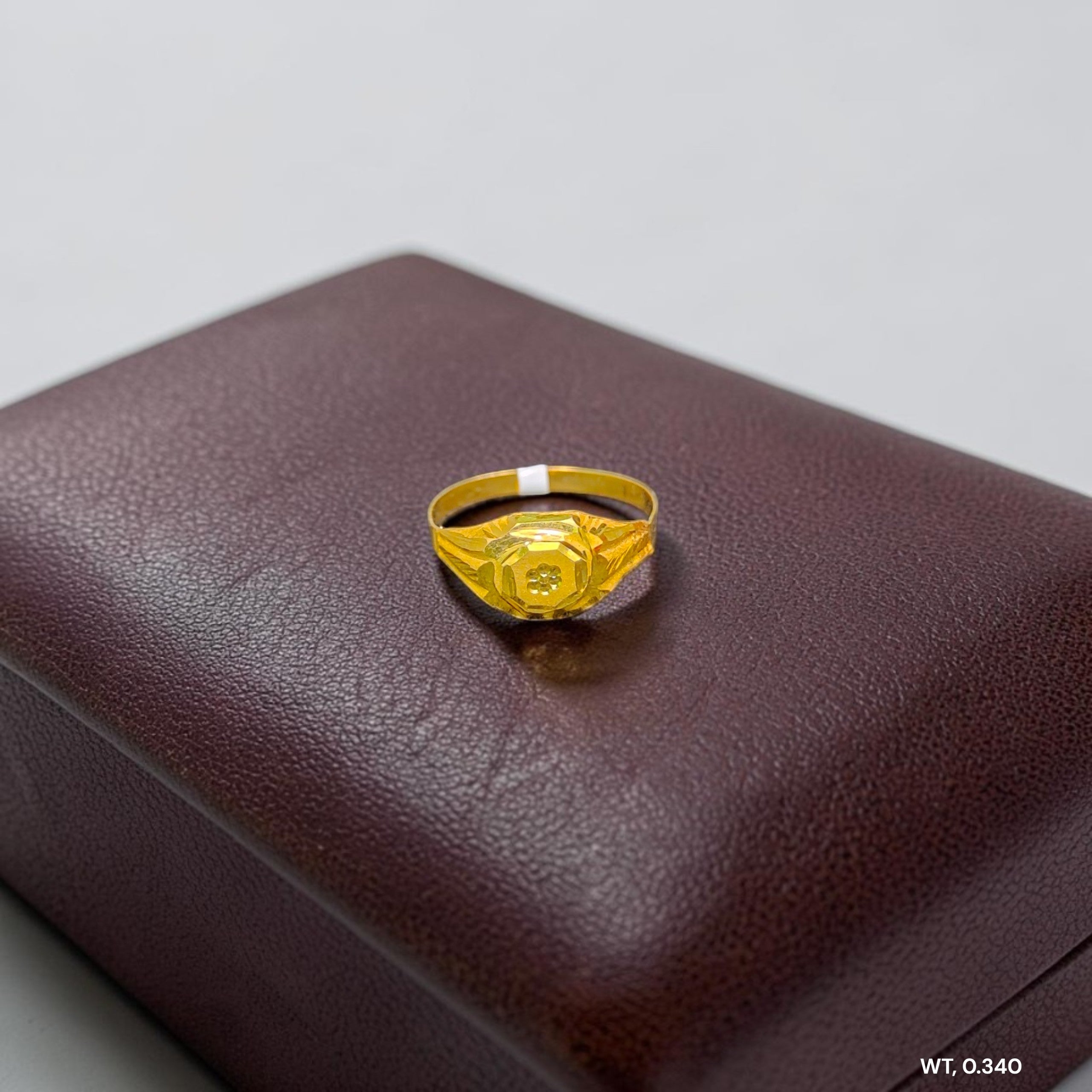 BABY JEWELLERY- TRJ WGT: 0.340 GM APPROX 375 9KT HUID HALLMARK GOLD BABY FINGER RING 1 PIECE FOR RICE CEREMONY & BIRTHDAY.